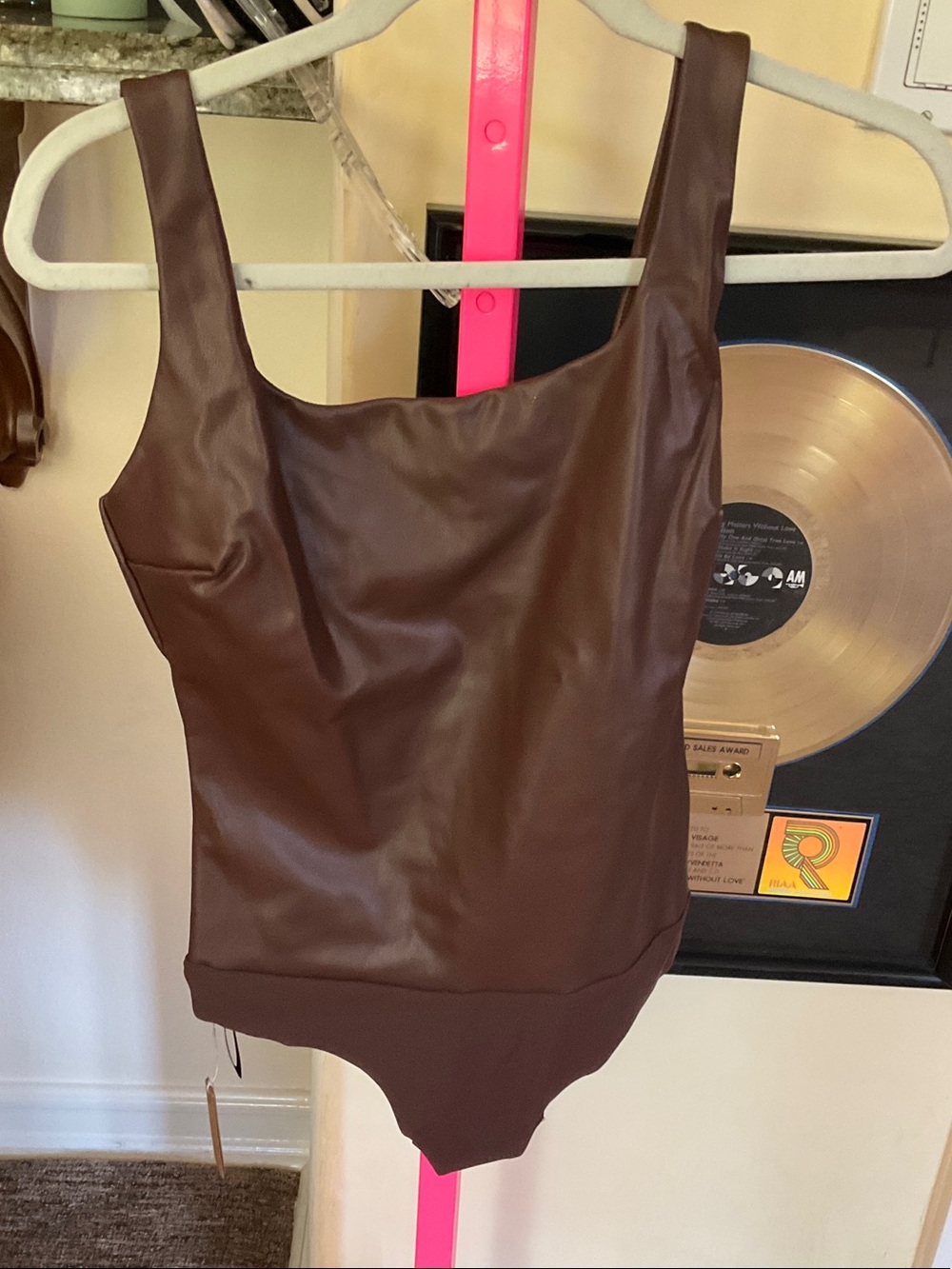 SKIMS pleather thong cut bodysuit limited edition NWT size Large